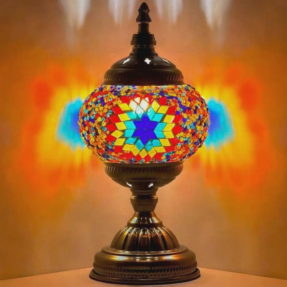 360-degree view of the Kaleidoscope Dreams mosaic glass table lamp