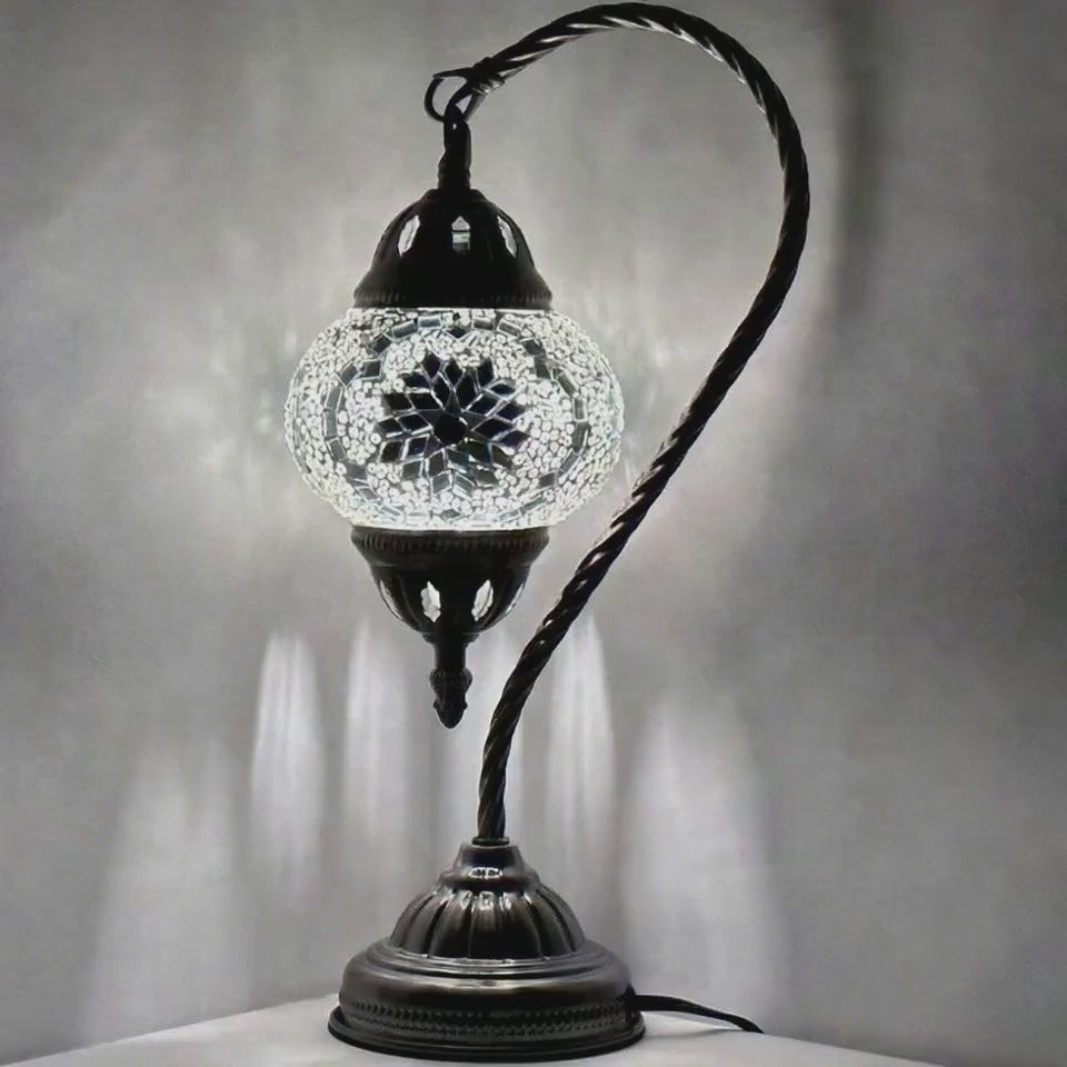 360-degree view of the Ethereal Flora mosaic glass table lamp