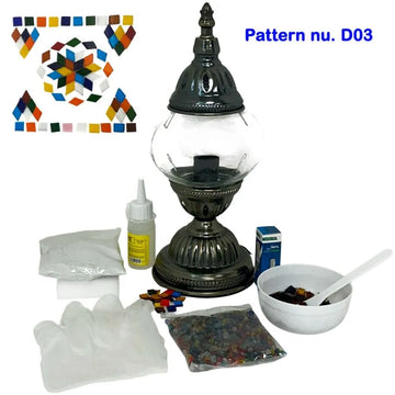 DIY Mosaic Lamp Set - Rainbow Star Pattern on Round Ball Table Lamp
