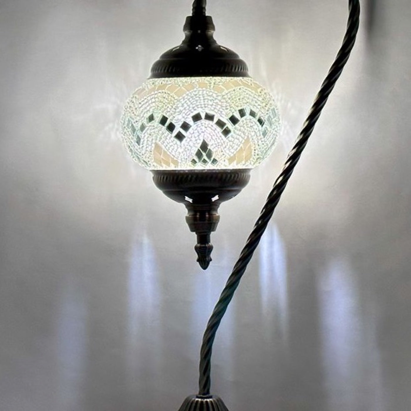 Soft Moonlight mosaic glass table lamp — close-up of the hand-cut mosaic glass