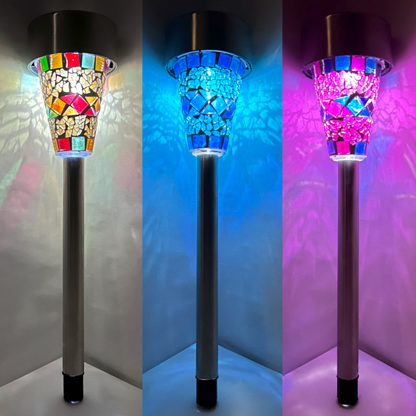 Mosaic Solar Lights for Home Gardens and Backyards with 3 Mix Colors | 6 pcs