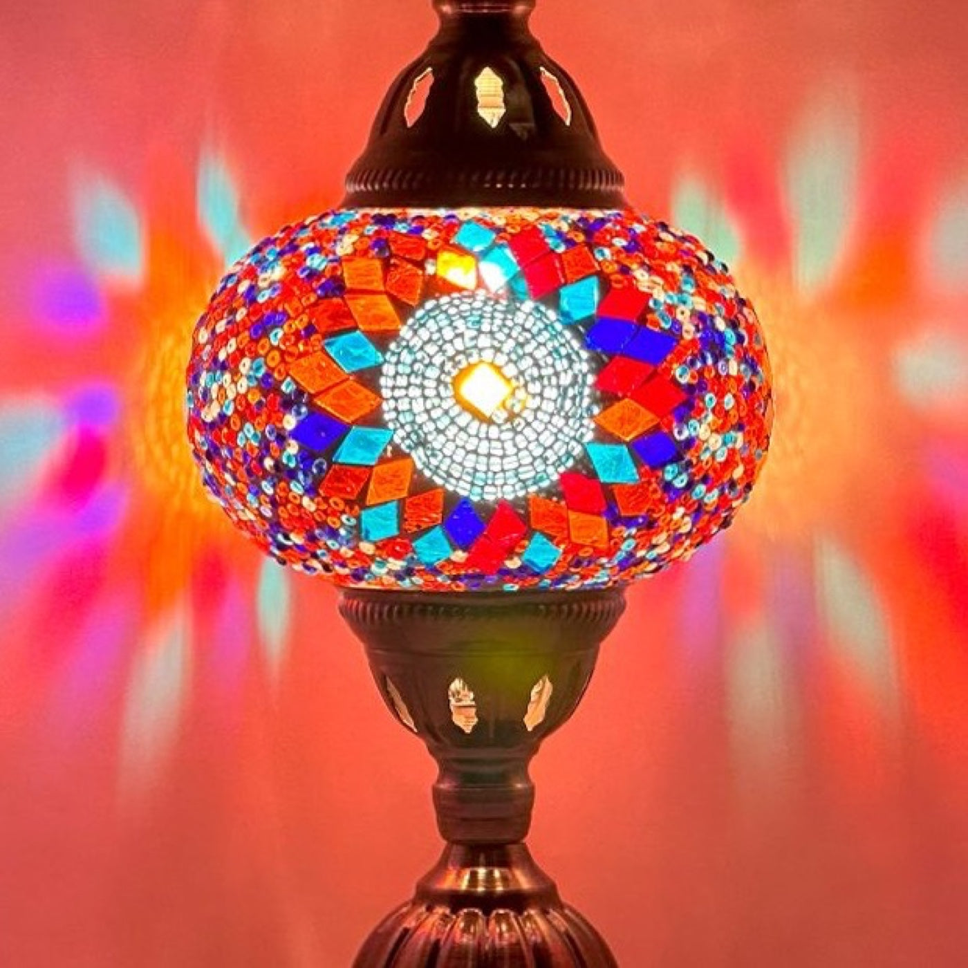 Sunflower Radiance mosaic glass table lamp — close-up of the hand-cut mosaic glass