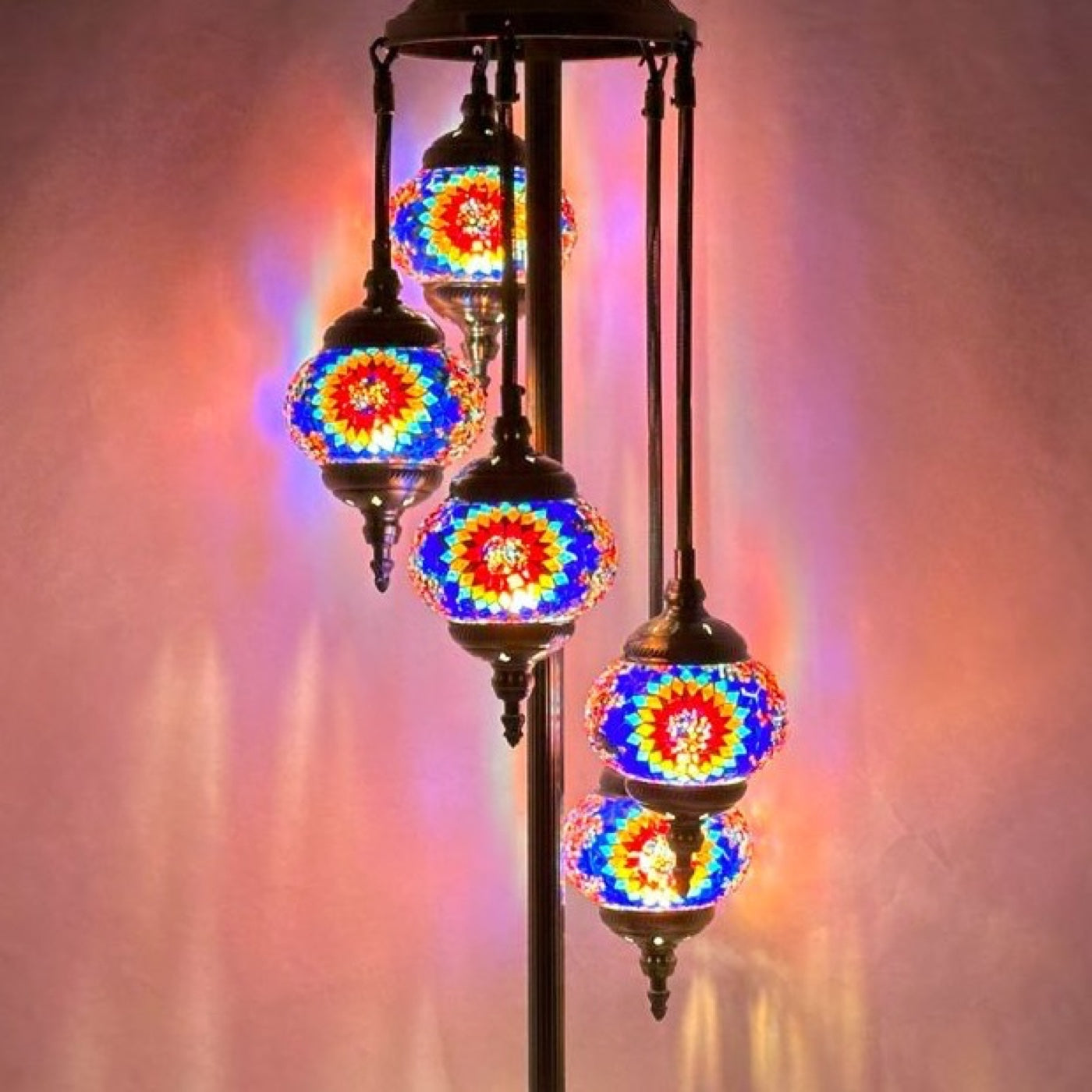 Sunflower Symphony mosaic glass table lamp — close-up of the hand-cut mosaic glass