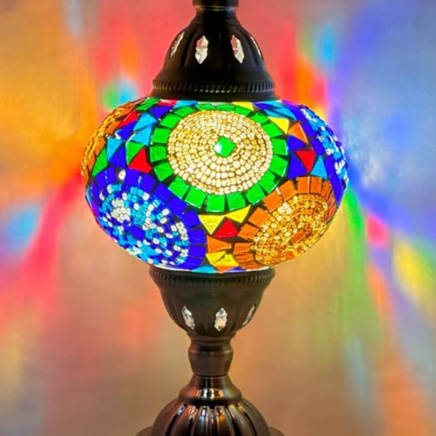Sunflower Symphony mosaic glass table lamp — close-up of the hand-cut mosaic glass