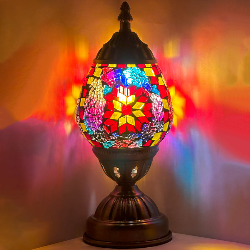 Sunset Tiffany Table Lamps with Mosaic Glasses