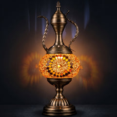 Tangerine Dreams: Orange Turkish Lamp with Teapot Design