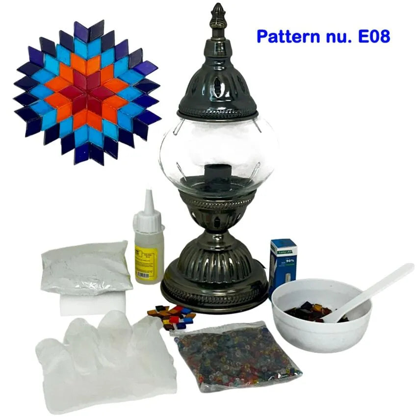 DIY Mosaic Lamp Set - Hot'n Cold Flower Pattern on Round Ball Table Lamp
