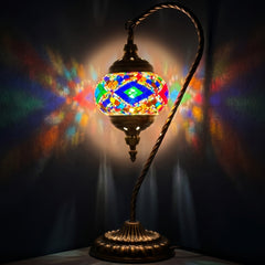 Vibrant Aura Handmade Swan Neck Mosaic Lamps in Colorful Tones