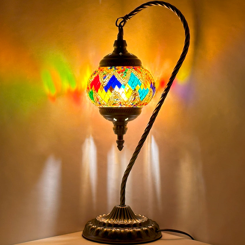 Colorful Waves Goose Neck Handmade Mosaic Glass Lamp
