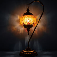 Warm Light Orange Swan Neck Handcrafted Turkish Mosaic Lamp