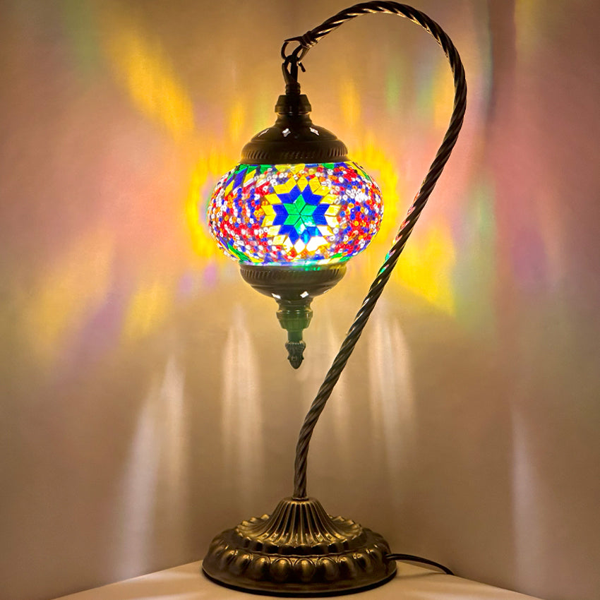 Yellow Swan Neck Handmade Mosaic Table Lamps