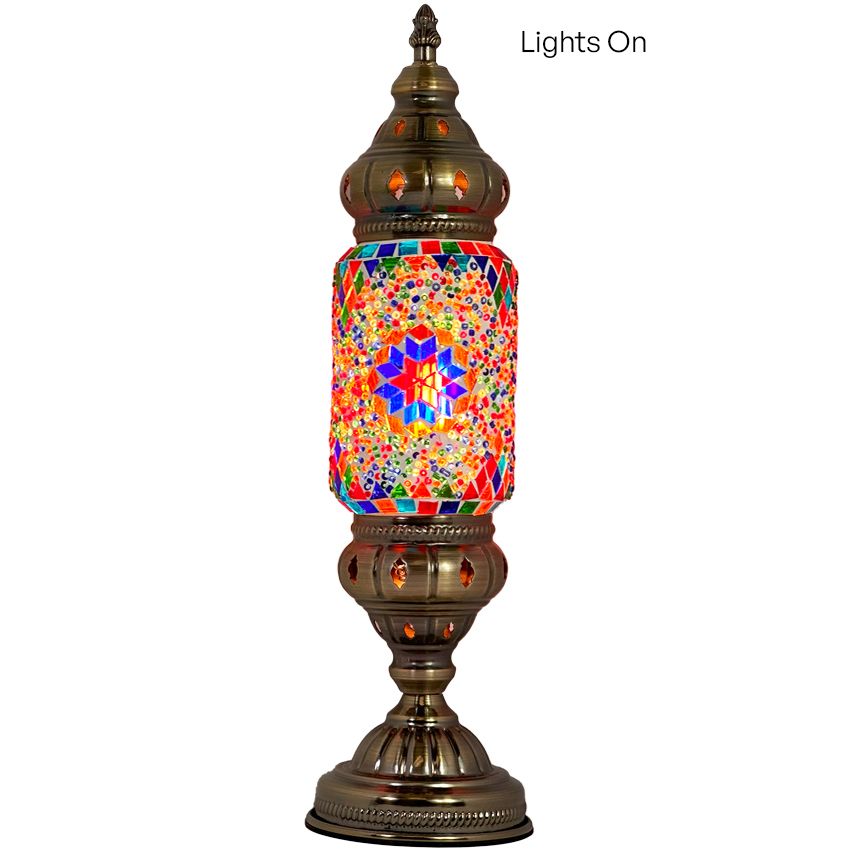 a lamp that is on top of a table