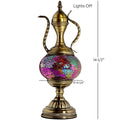 a gold vase with a colorful design on it