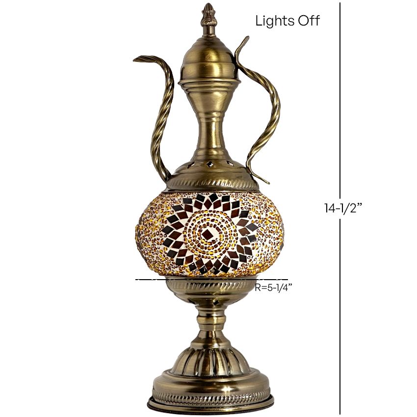 a brass vase with a mosaic design on it
