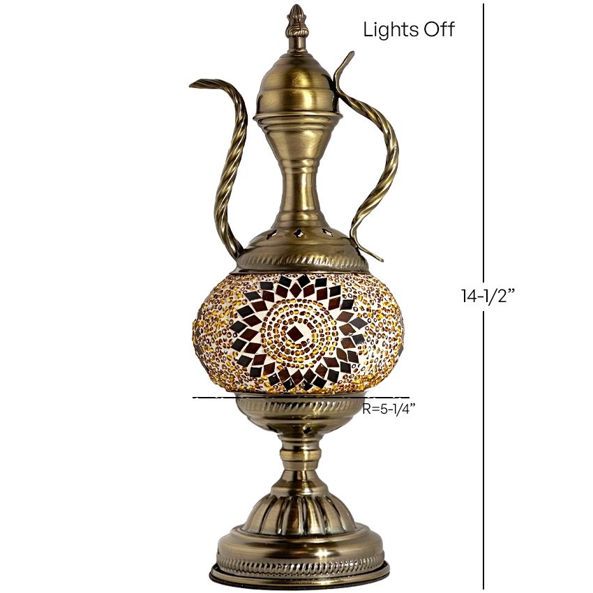 a brass vase with a mosaic design on it